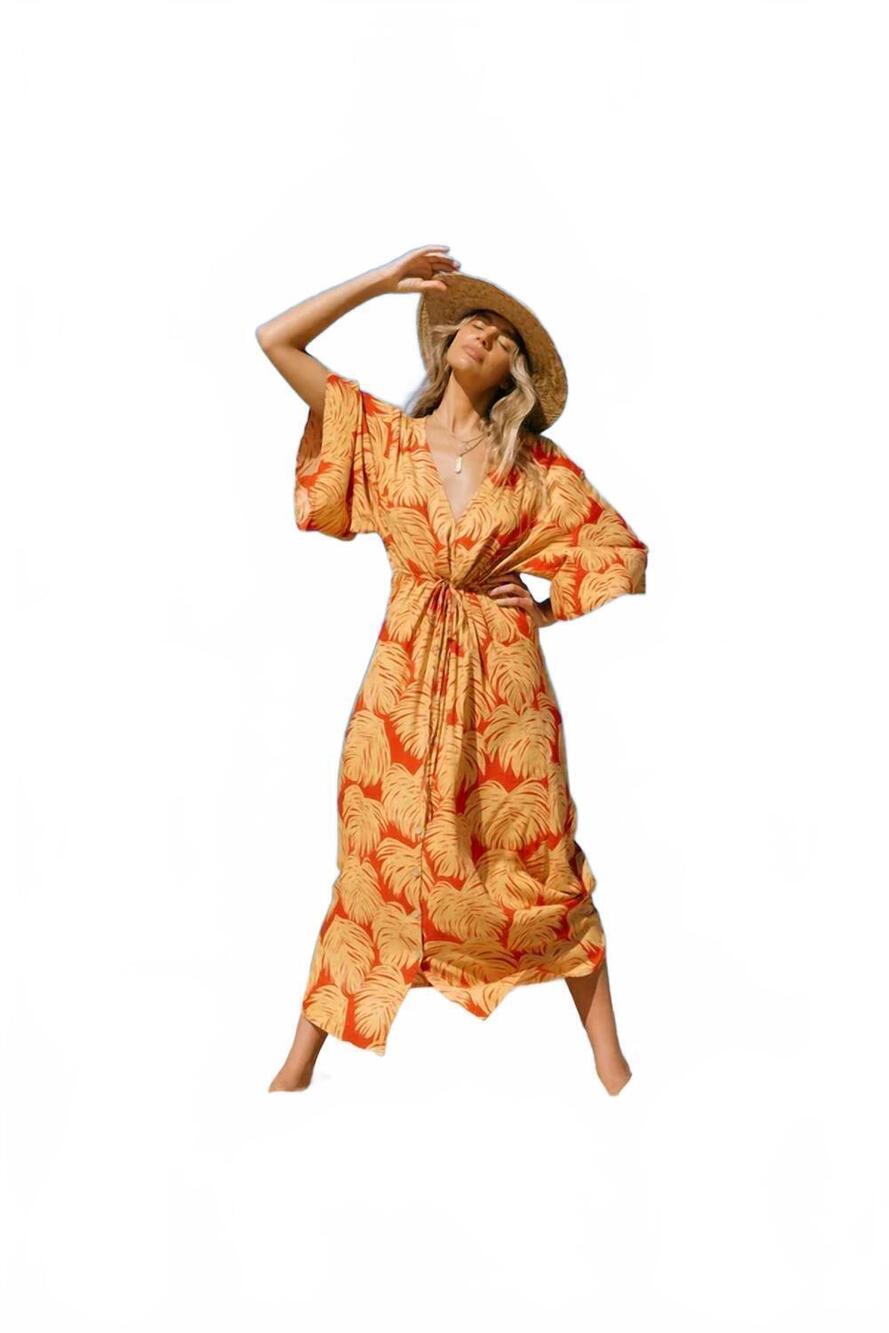 NEW XIX PALMS haiti kimono dress in orange